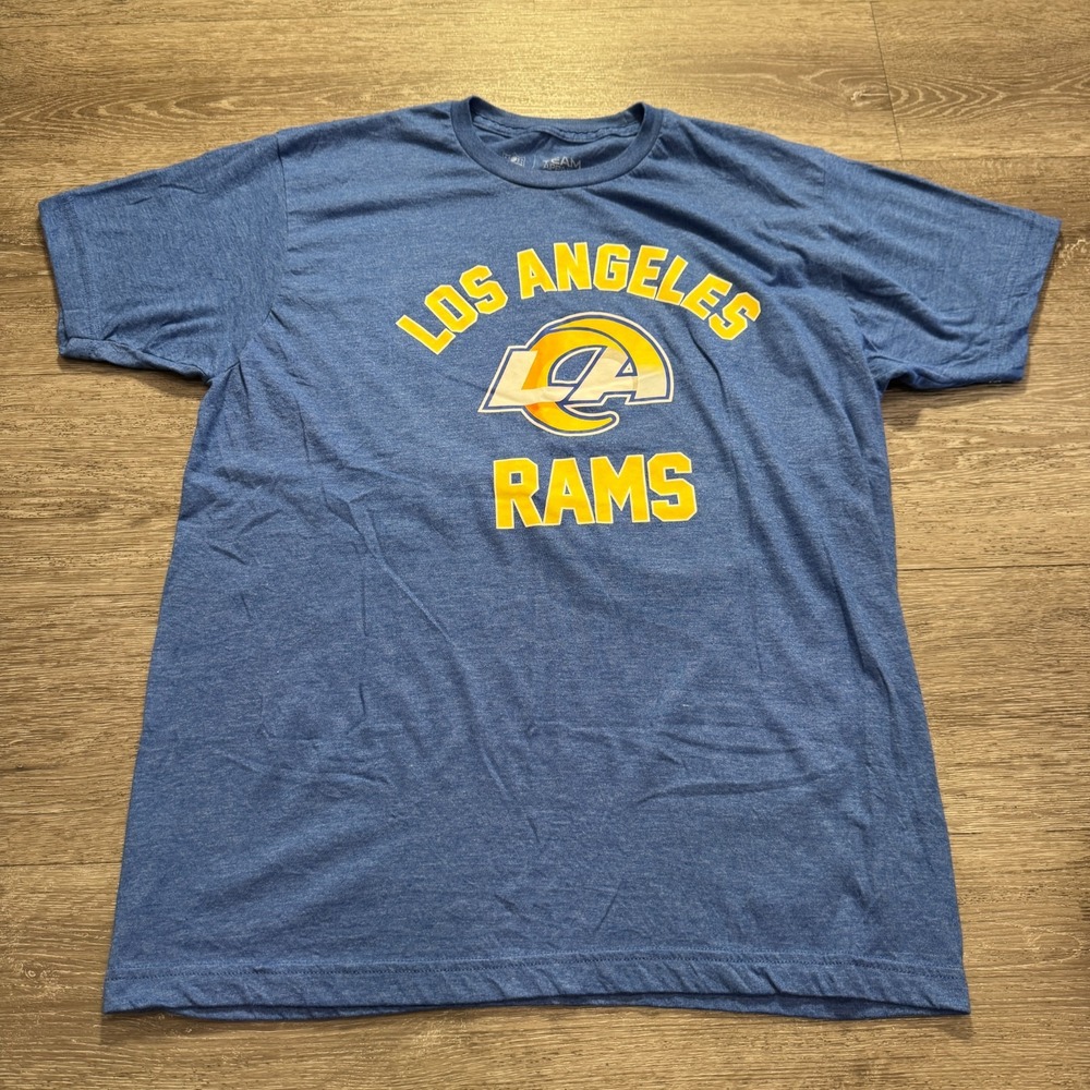 Los Angeles Rams Shirt Mens Large Blue Short Sleeve Tee Graphic‎ Spellout Casual